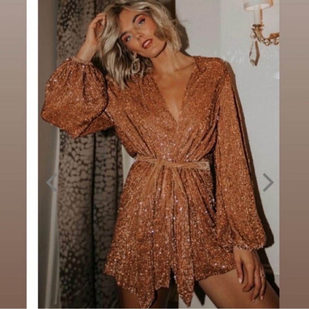 NEW Retrofete Julie Bronze Sequin Mini Dress in Medium